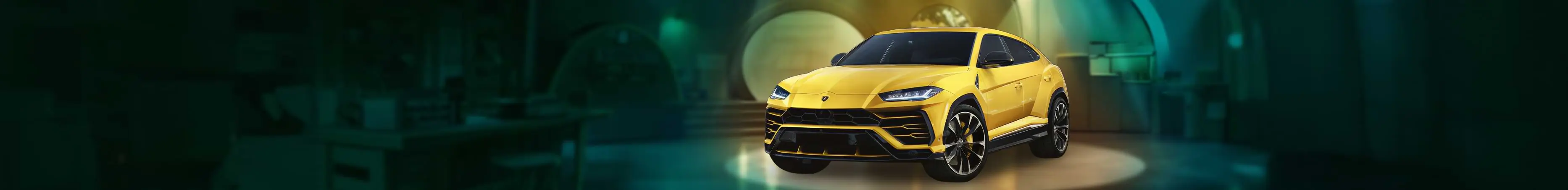 Il banner ufficiale del torneo Urus con l'auto in palio